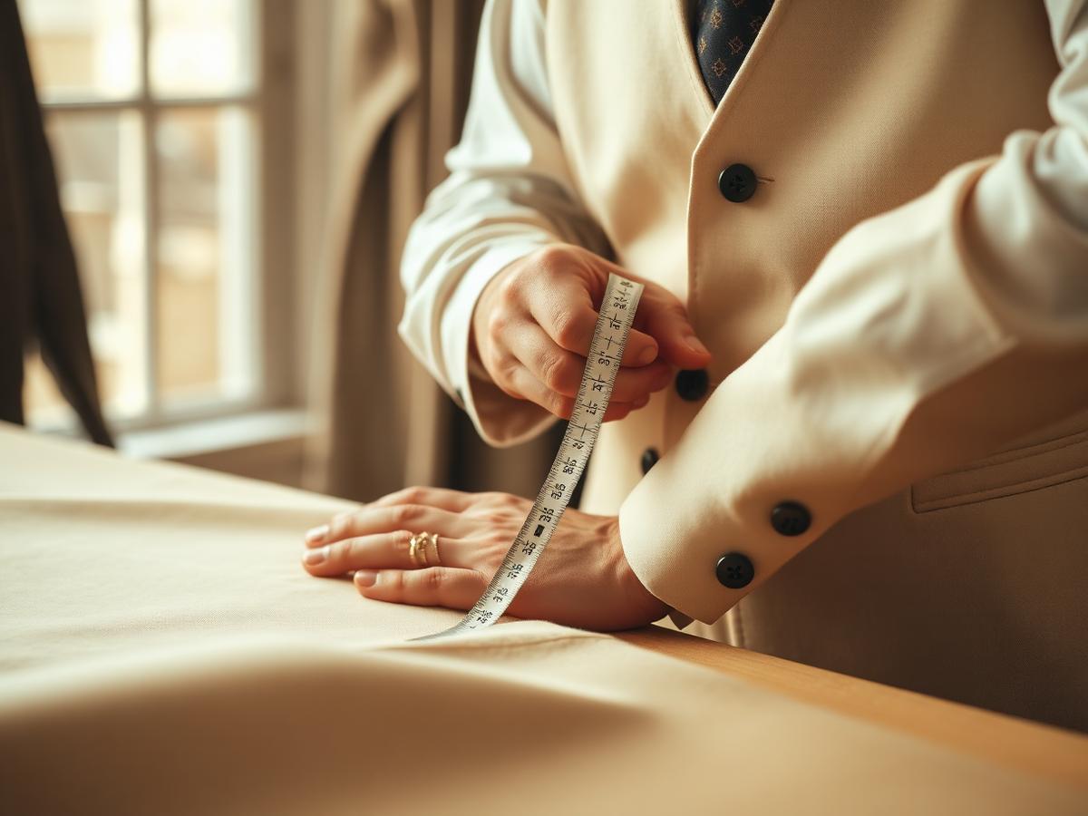 Tailor measuring fabric at Westborn Cleaners